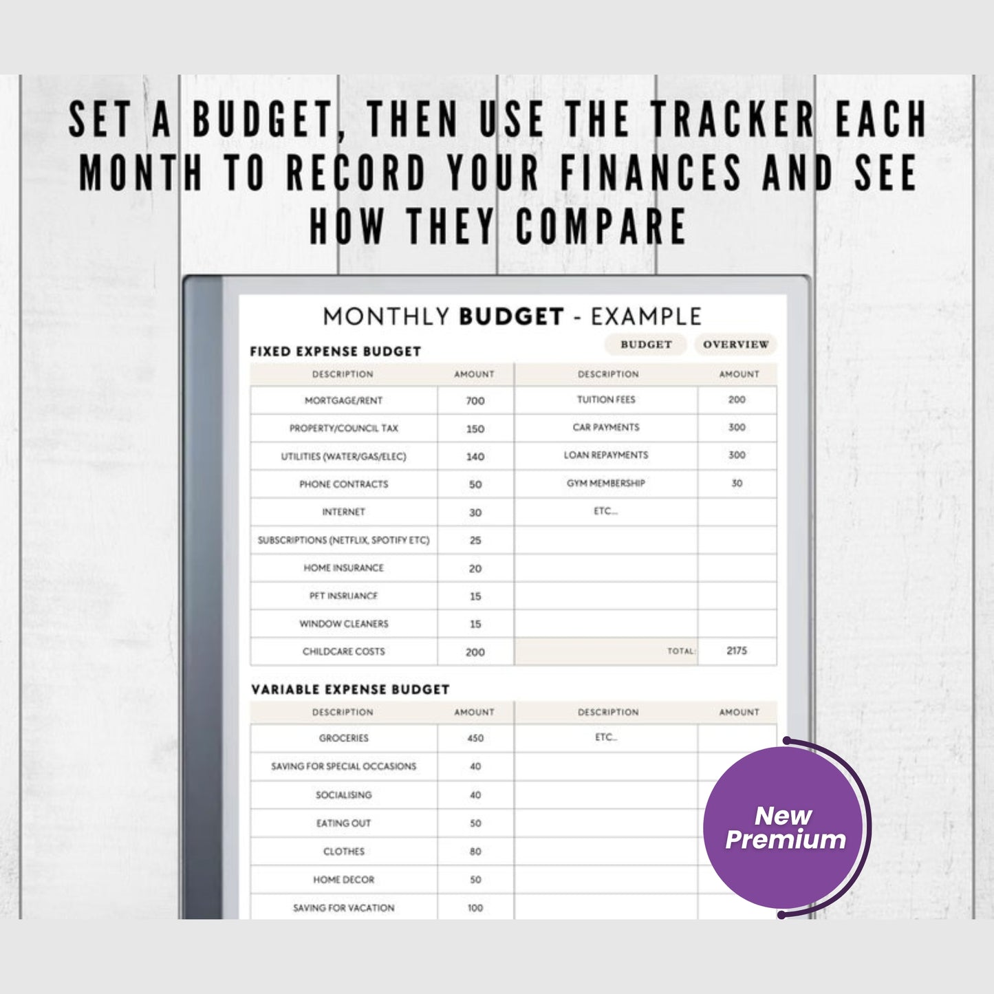 Finance Template for reMarkable 1 & 2 | Personal Finance & Budget Planner | Income & Expense Tracker PDF