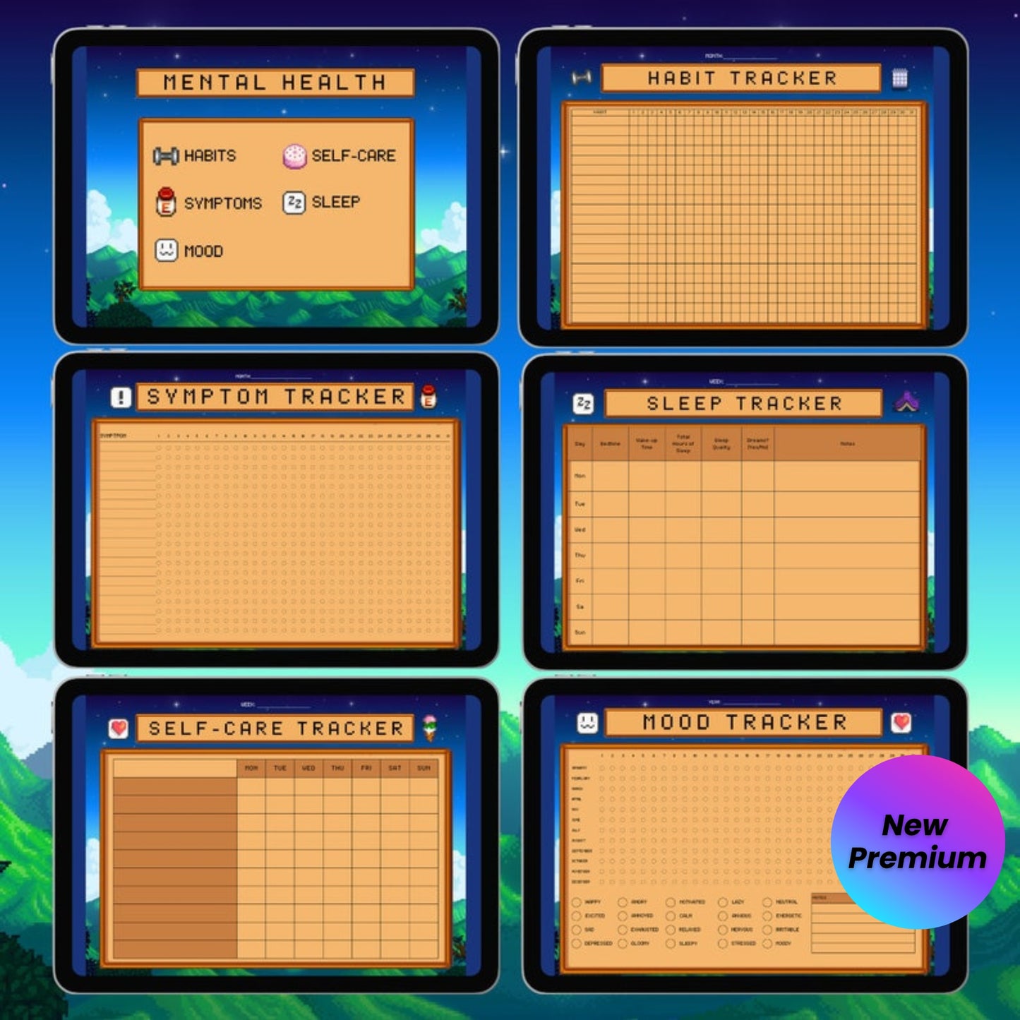 Stardew Valley Digital Life Planner – GoodNotes & Notability | Cute Kawaii Organizer with Mood, Finance, Habit Tracker | Monthly Weekly Daily Hourly