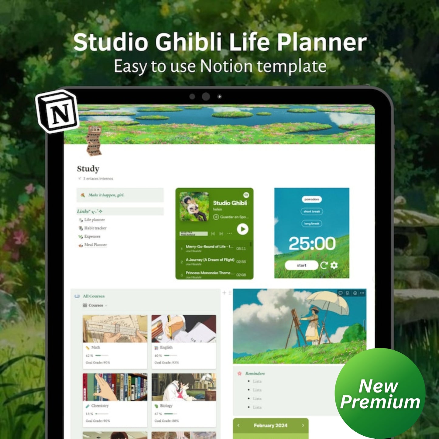Studio Ghibli Aesthetic Notion Life Planner 2024 – Anime Themed Digital Personal Planner Template