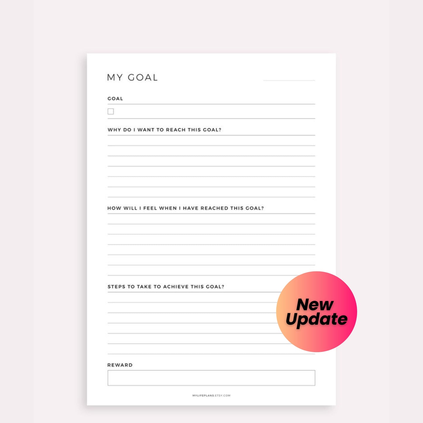My Goal Printable Planner - Life, Fitness, Career, Finance, Relationships, Fun & Hobbies Goals - A4 A5 Letter Half Size PDF