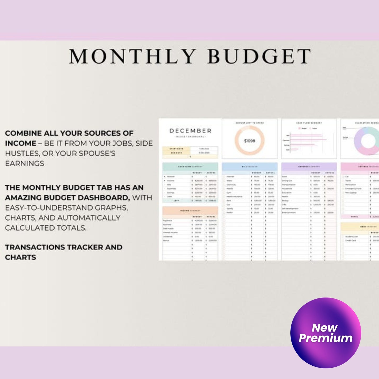 PLR Simple Budget Spreadsheet – Monthly Budget for Google Sheets | Personal Finance Tool | Money Management | Financial Planning