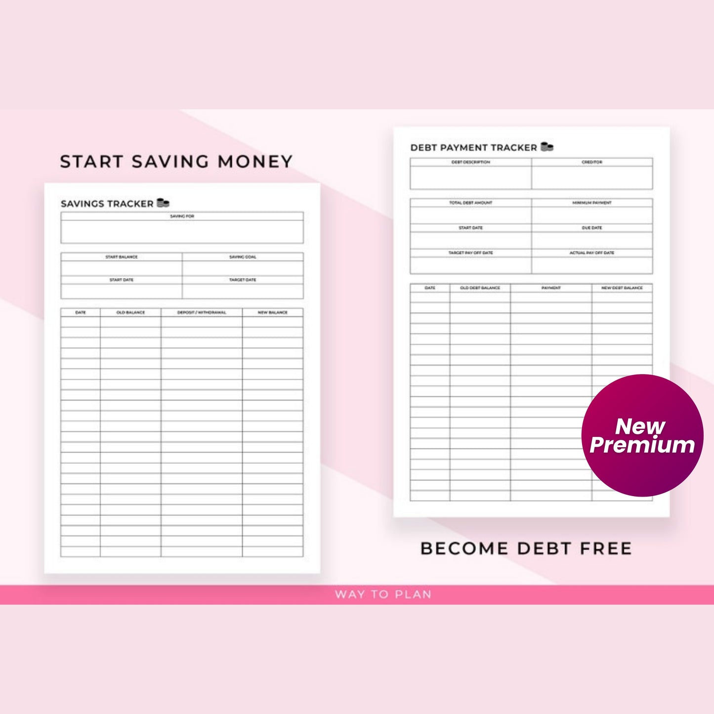 Budget Planner Printable | Personal Finance Tracker | Monthly Yearly Budget Sheets | Debt-Free & Savings Planner
