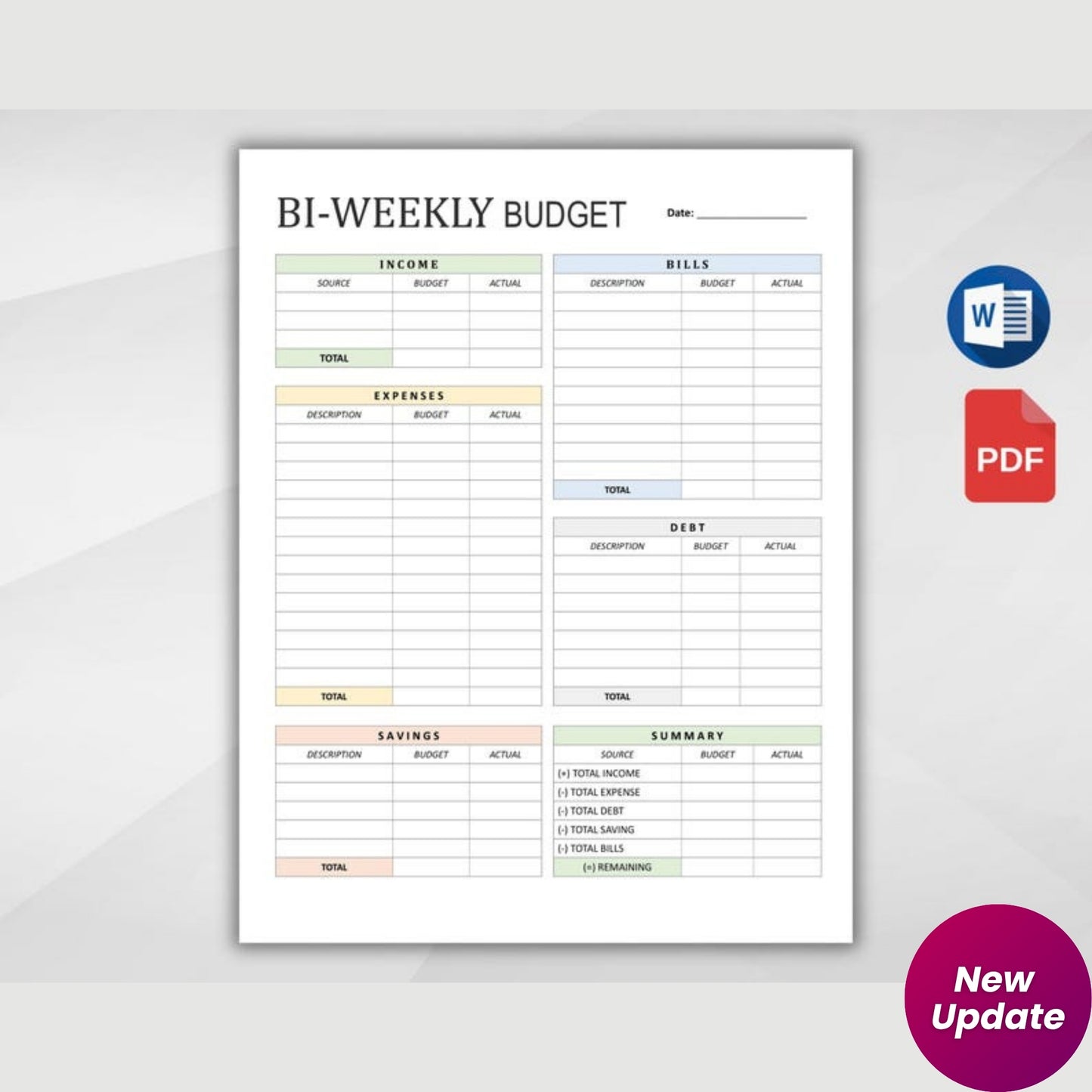 Biweekly Budget Planner | Printable Paycheck Budget Tracker | Budget by Paycheck | Personal Finance Planner