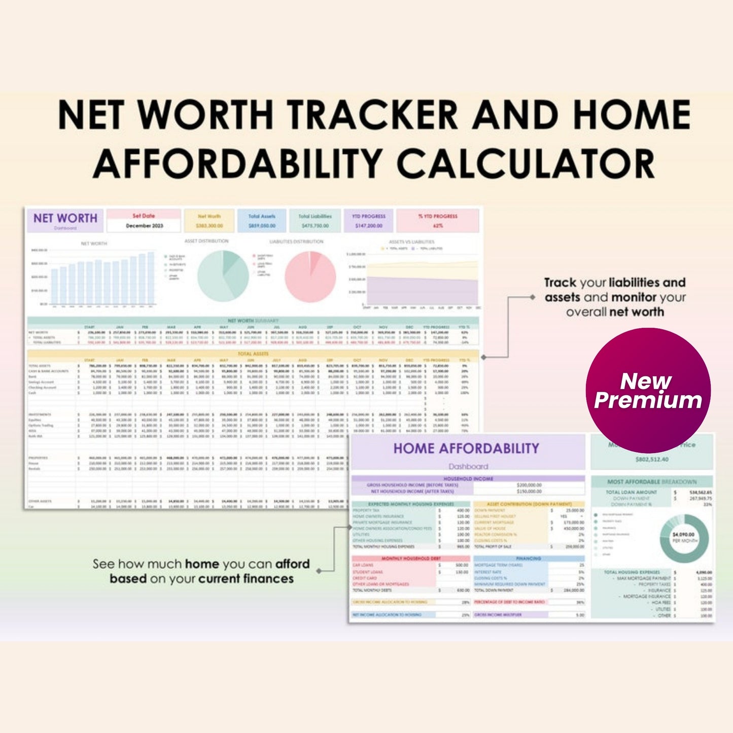 Family & Couple Annual Budget Spreadsheet – Google Sheets & Excel | Monthly & Biweekly Tracker | Bill Calendar | Debt & 50/30/20 Tracker