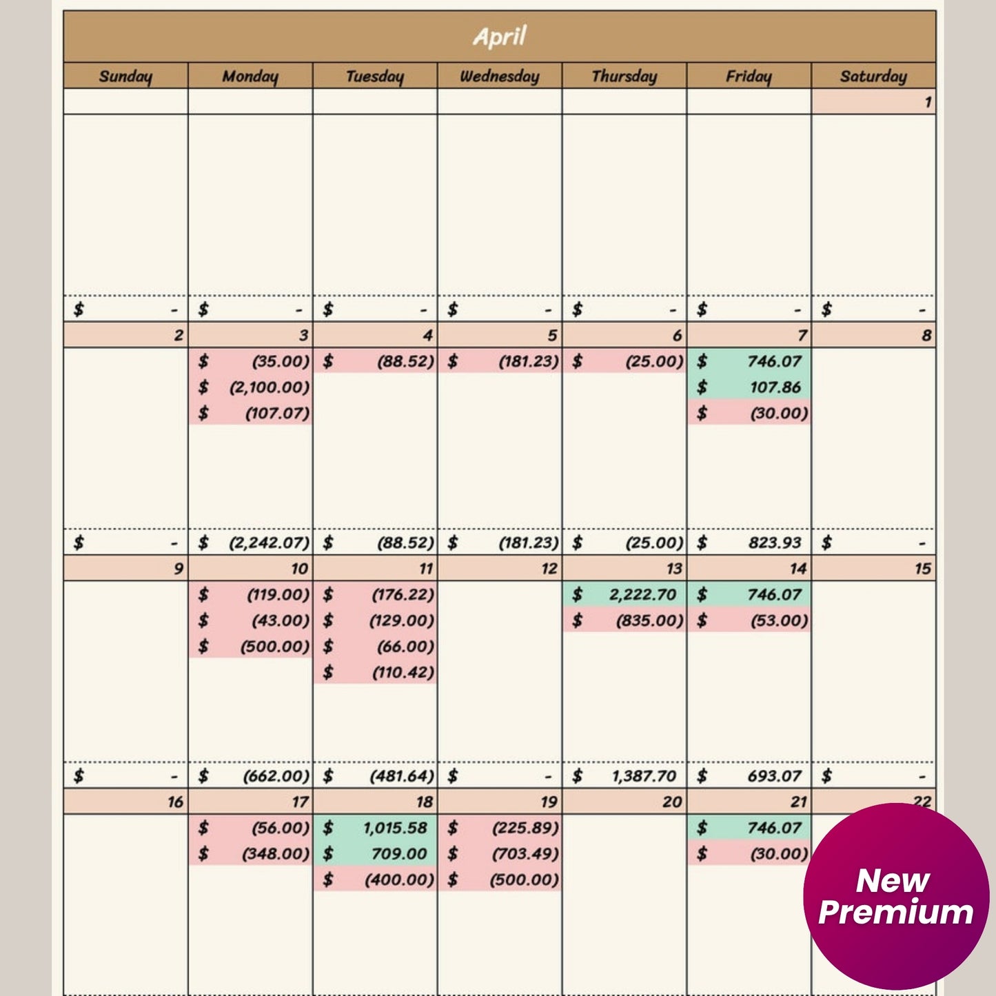 Digital Monthly Budget Template with Savings Tracker and Calendar (Google Sheets)
