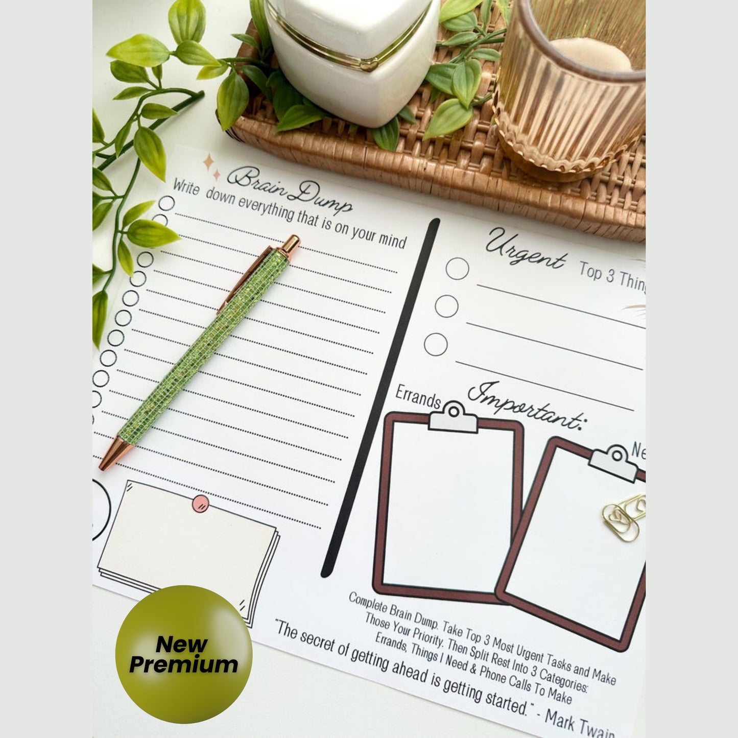 Get Organized "Brain Dump" Task Sheet | Priority Daily Planner | PDF Instant Download