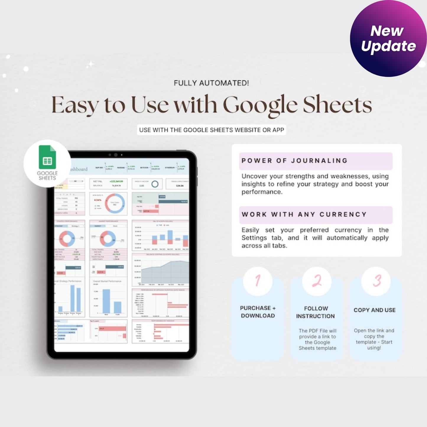Stock & Crypto Trading Journal – Google Sheets Day Trading Log, Strategy Tracker, Crypto Watchlist, Investment & Personal Finance Planner