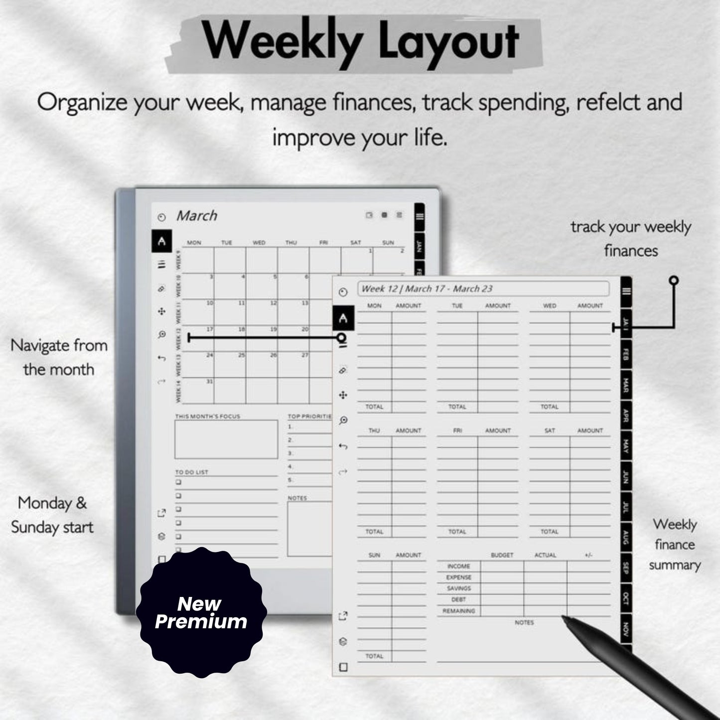 Financial Planner for reMarkable 2 | 2025 Budget Planner | Expense Tracker | Savings & Paycheck Tracker | Digital Download