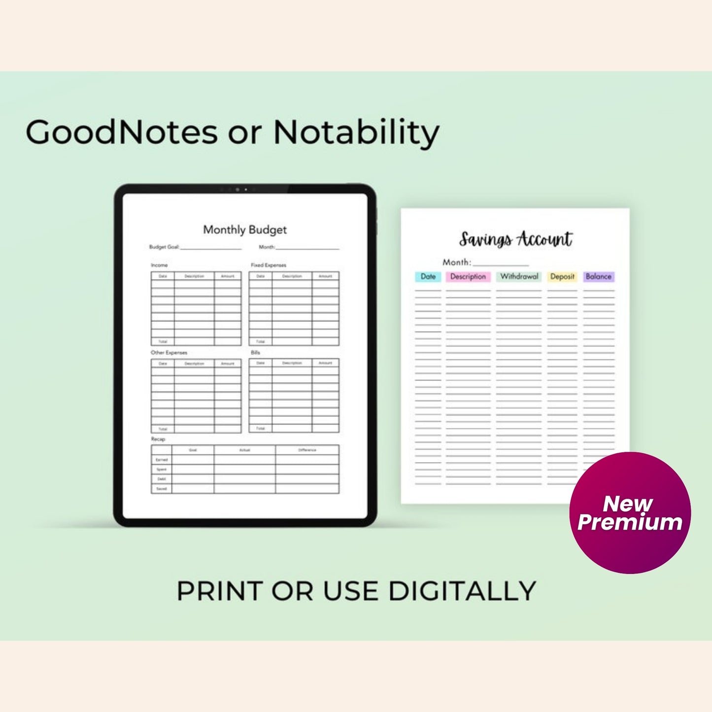 Monthly Budget & Printable Finance Tracker | Minimalist Monthly Budget Template | 16 Page Budget Planner | 4 Sizes | Instant Download