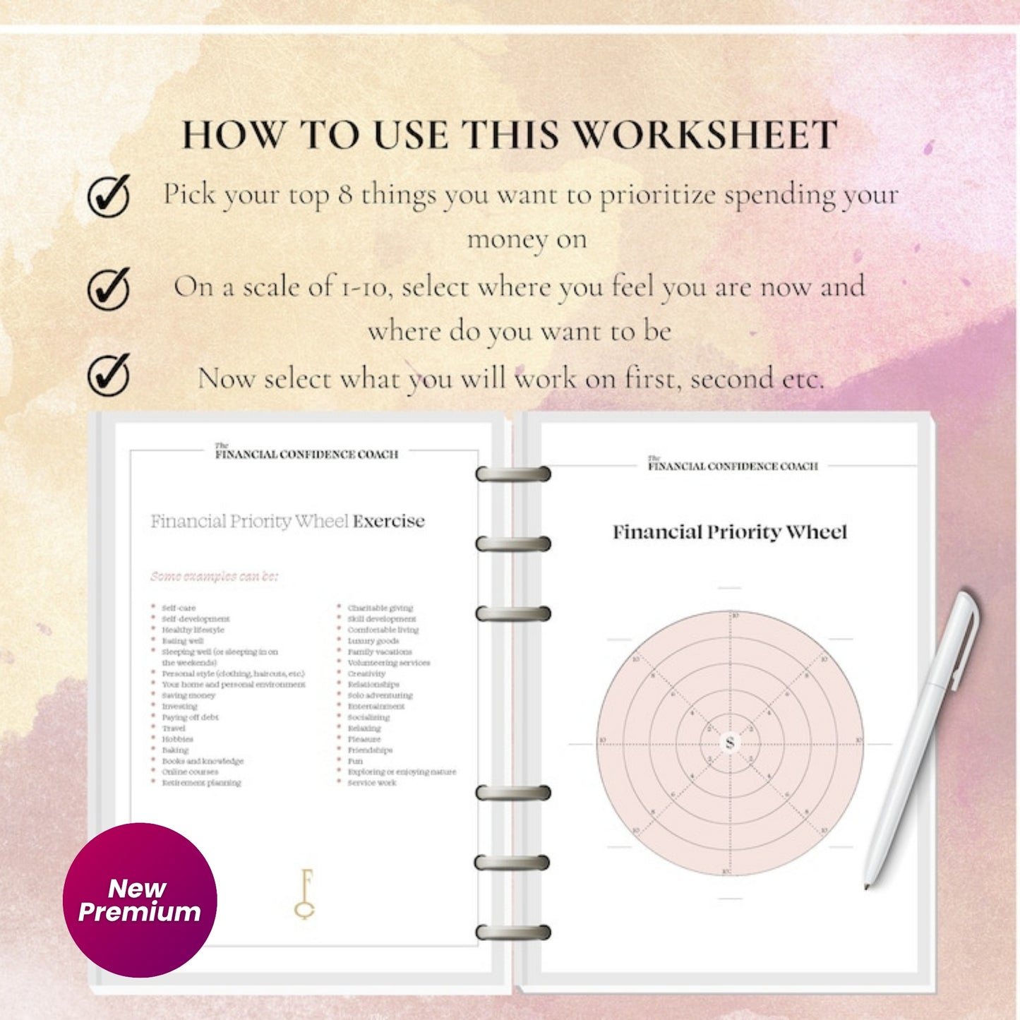 Financial Priority Wheel Tracker | Define Your Financial Priorities Worksheet | Budget Planning Template | Vision Board Printable Templates| A4 & A5
