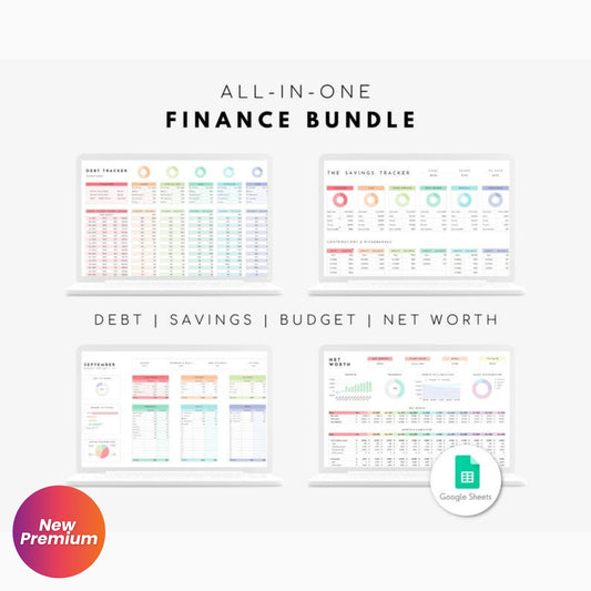 Personal Finance Spreadsheet Bundle | Google Sheets Templates for Budgeting, Savings, Debt Payoff & Net Worth Tracking