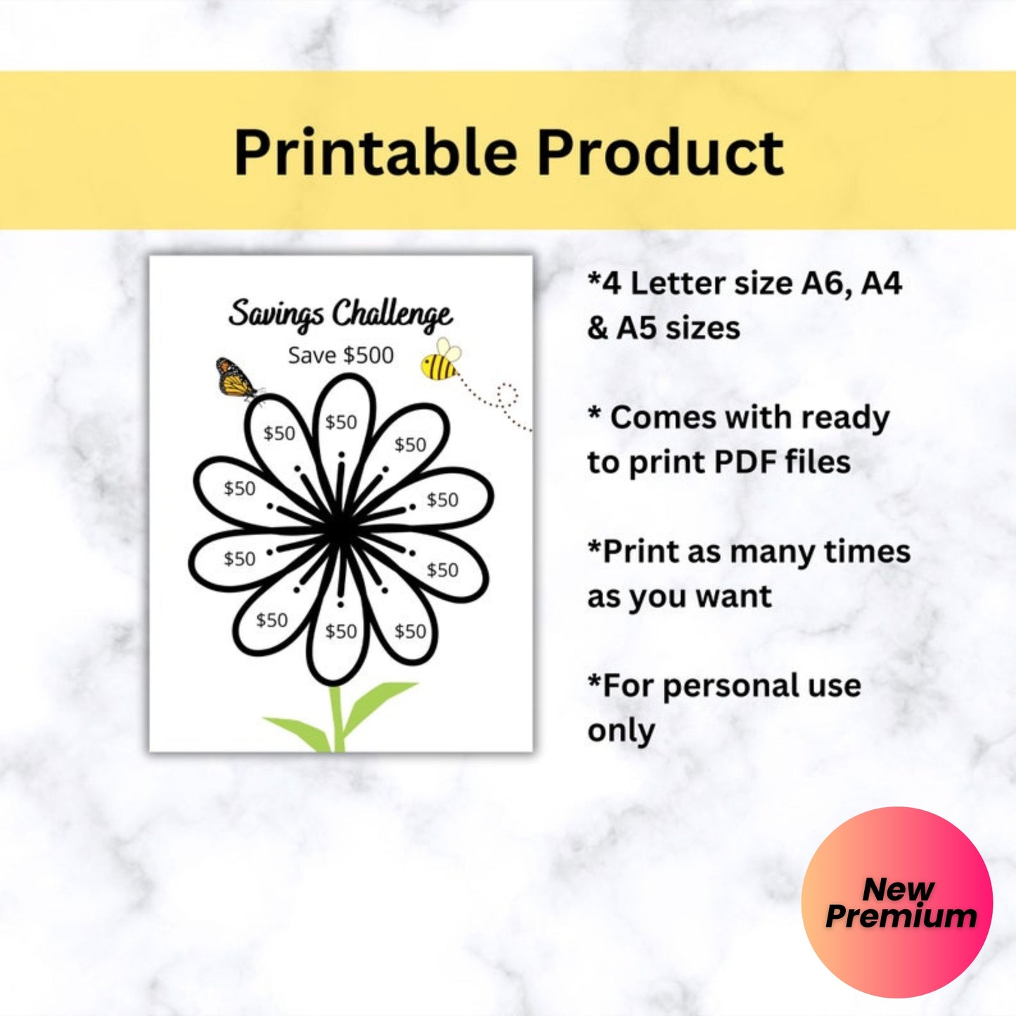Mini Budget Challenge | ADHD Friendly Savings Goal Tracker | A6 Cash Envelope Inserts | Sinking Fund Tracker | Budget Binder Printables | Digital Download