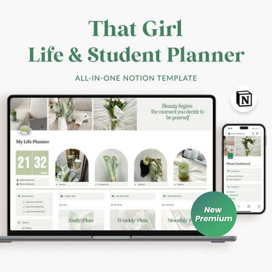 2025 Notion Life Planner Template | That Girl Matcha Aesthetic | Minimalist ADHD-Friendly All-in-One Digital Dashboard