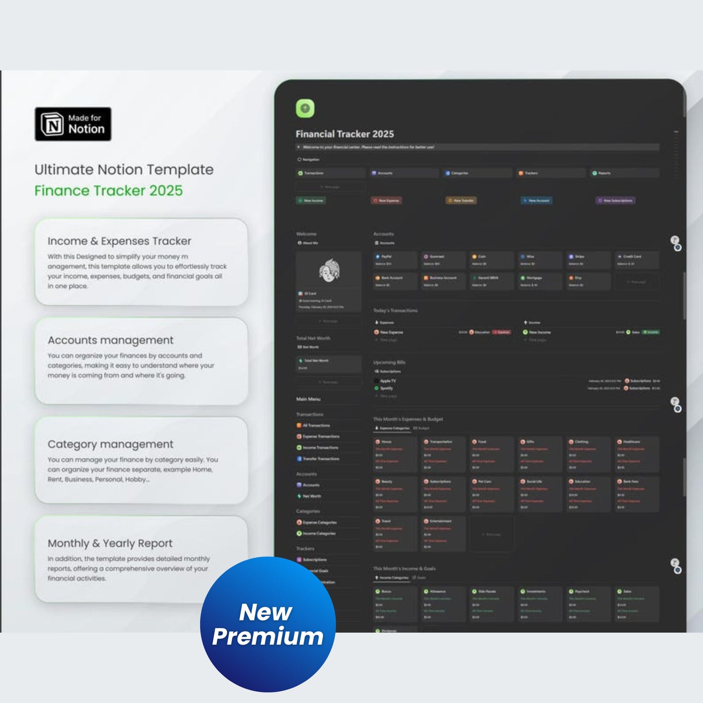 Notion Finance Tracker Template 2025 | Budget Planner, Expense Log, Income & Debt Tracker | All-in-One Personal Finance Dashboard