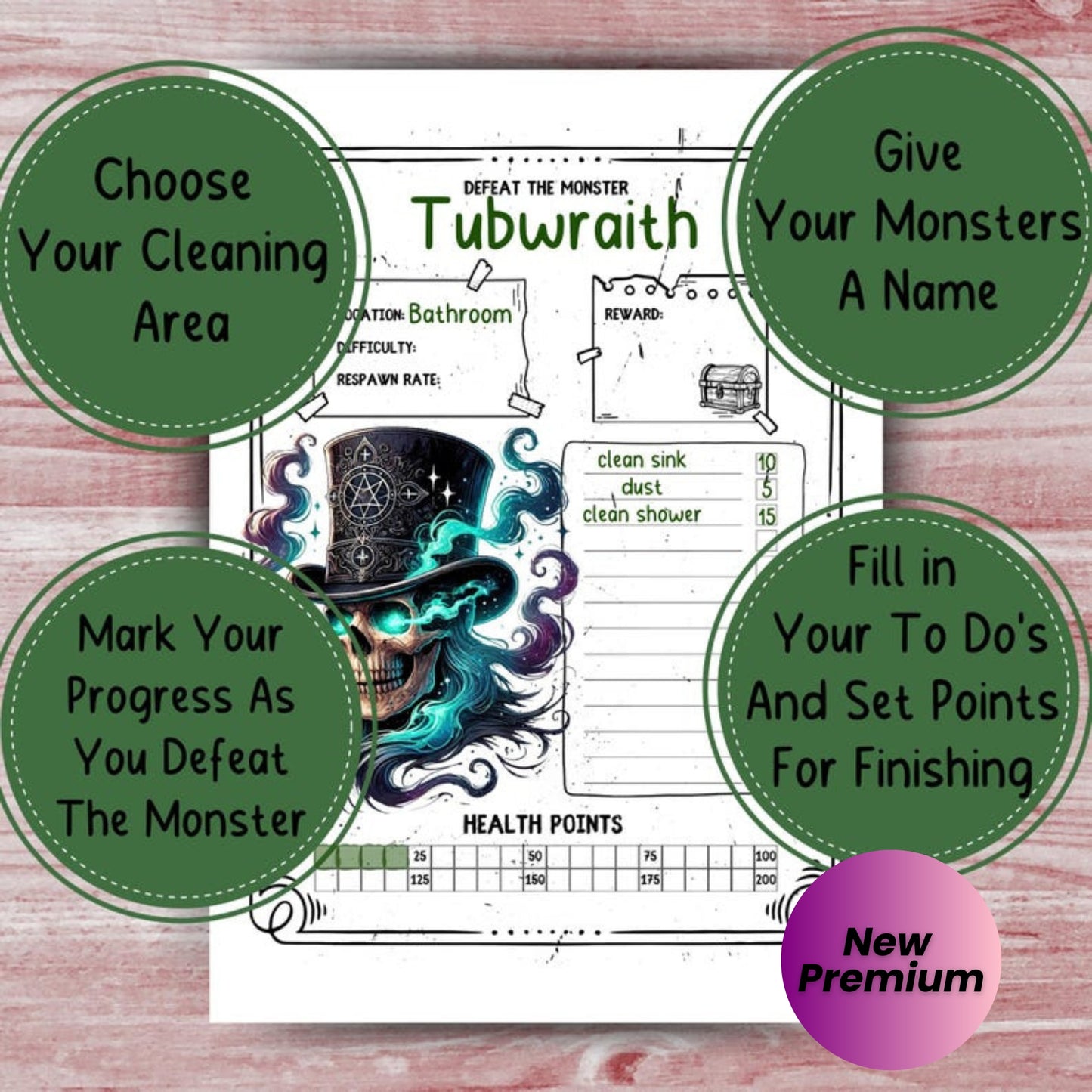 Supernatural Cleaning Challenge Game Printable | Gamified Task Tracker for ADHD and Neurodivergent People | PDF Download