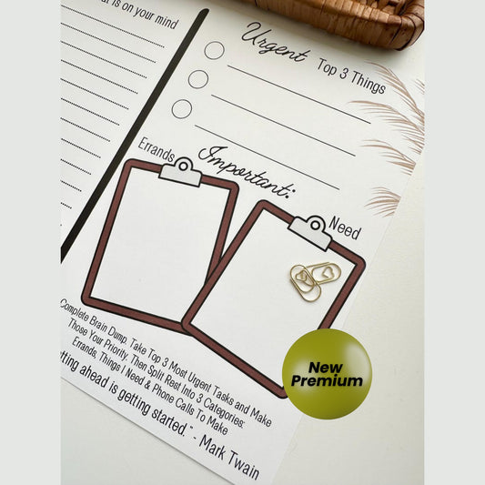 Get Organized "Brain Dump" Task Sheet | Priority Daily Planner | PDF Instant Download