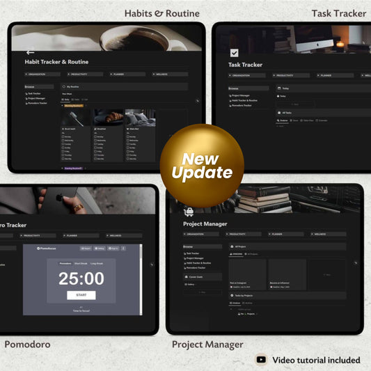 2025 Notion Life Planner | All-In-One Aesthetic Dashboard | Minimal & Simple Notion Template