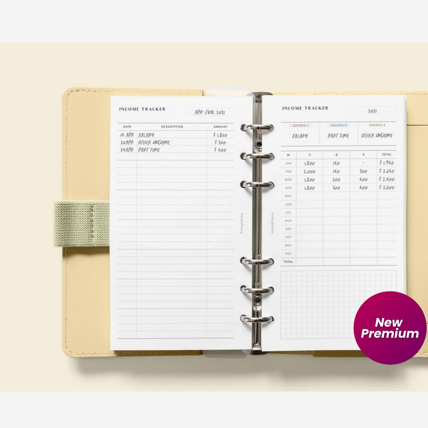 Income Tracker | Personal Size Printable Planner Inserts | Money Log Template | Financial Planning PDF | Income Overview Digital Download