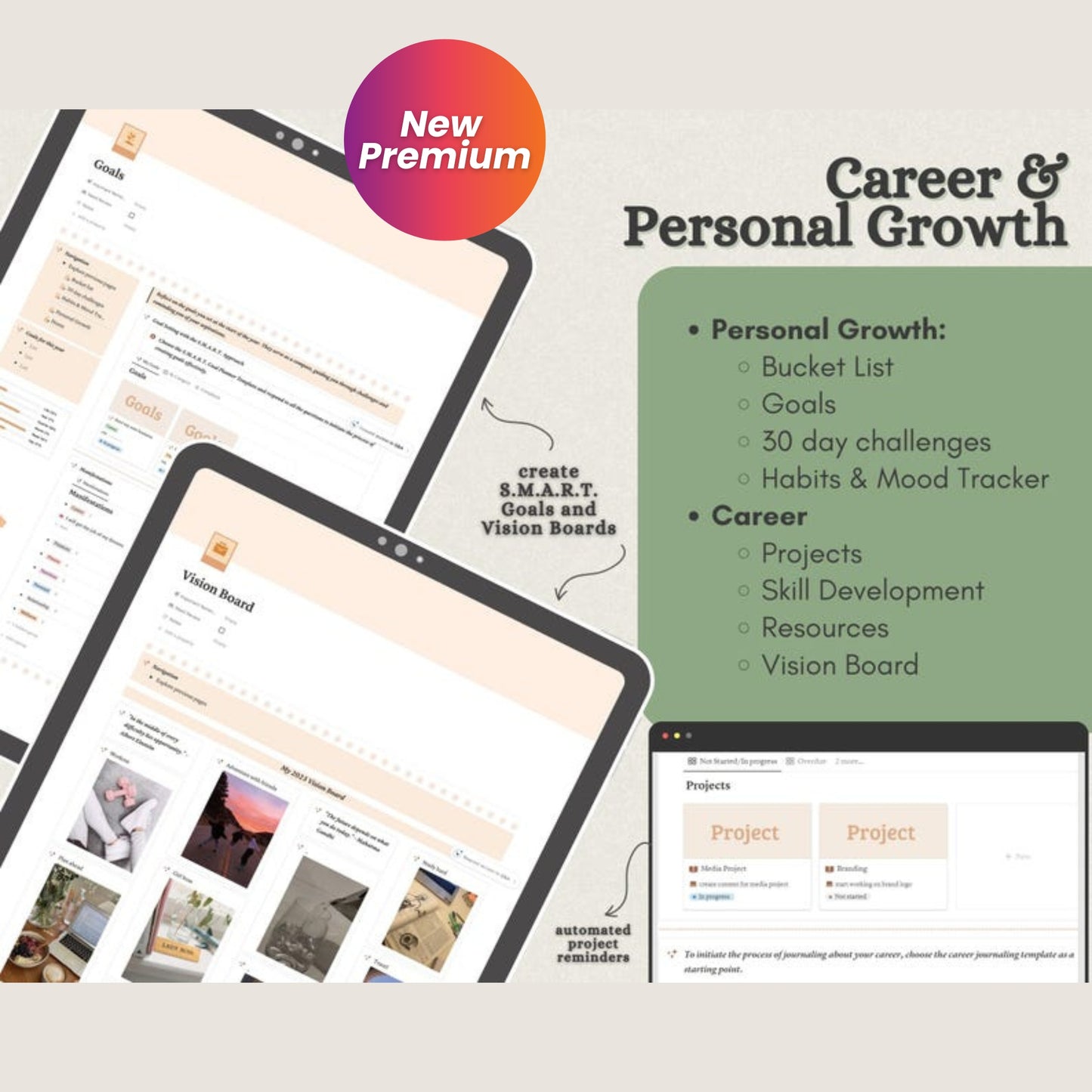 Notion Life Planner Template | Personal Dashboard, Task Manager, Project & Goal Tracker, Meal Plan & Finance Organizer