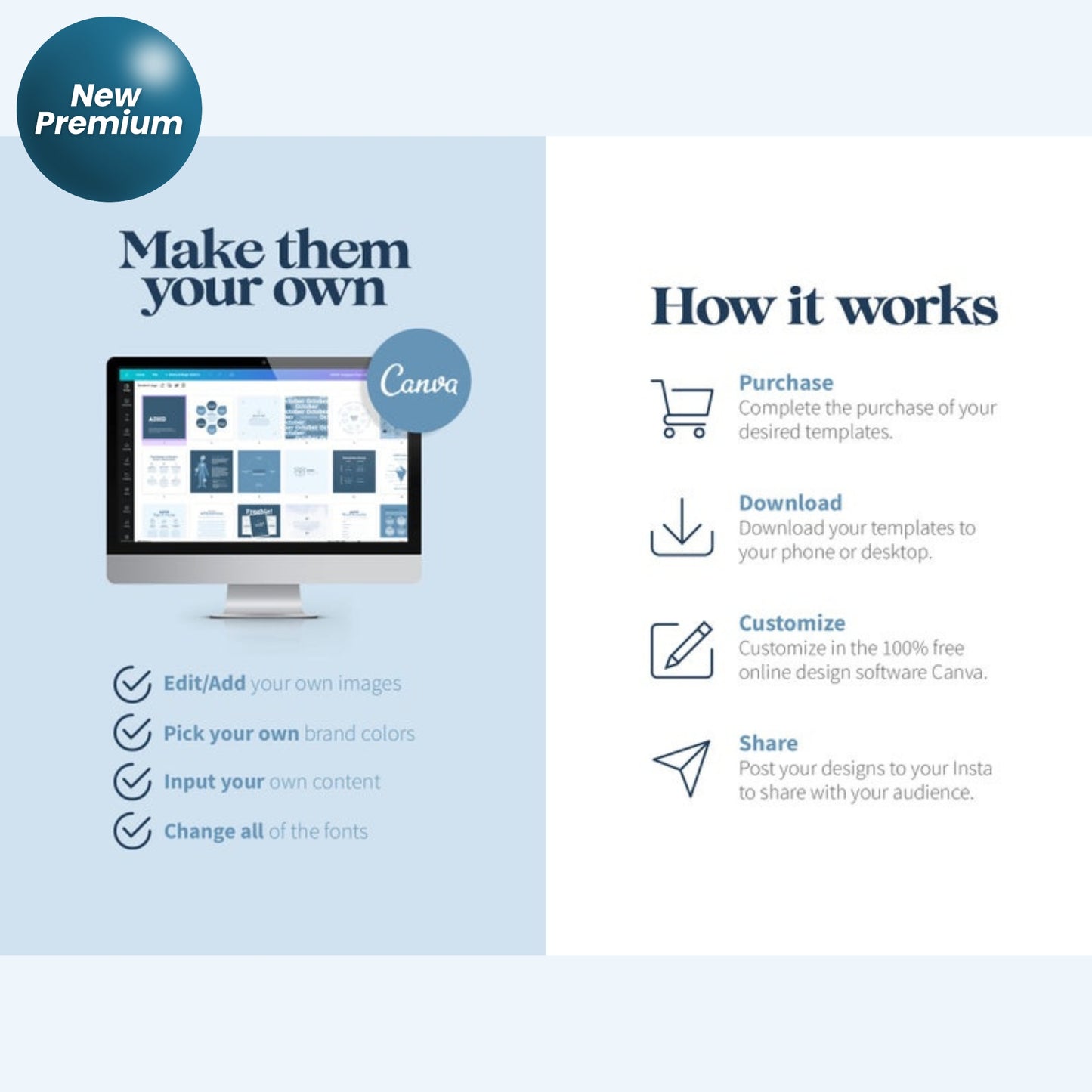 200+ ADHD Instagram Canva Templates – Mental Health Coaching, Therapist & Psychology Social Media Bundle