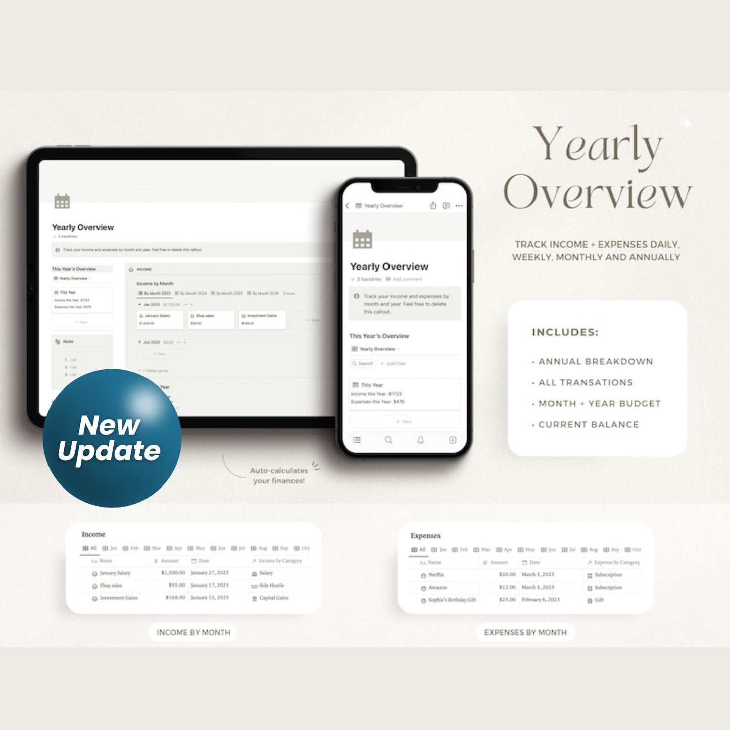 Notion Finance Template | Monthly Budget & Paycheck Planner | Minimal Notion Dashboard