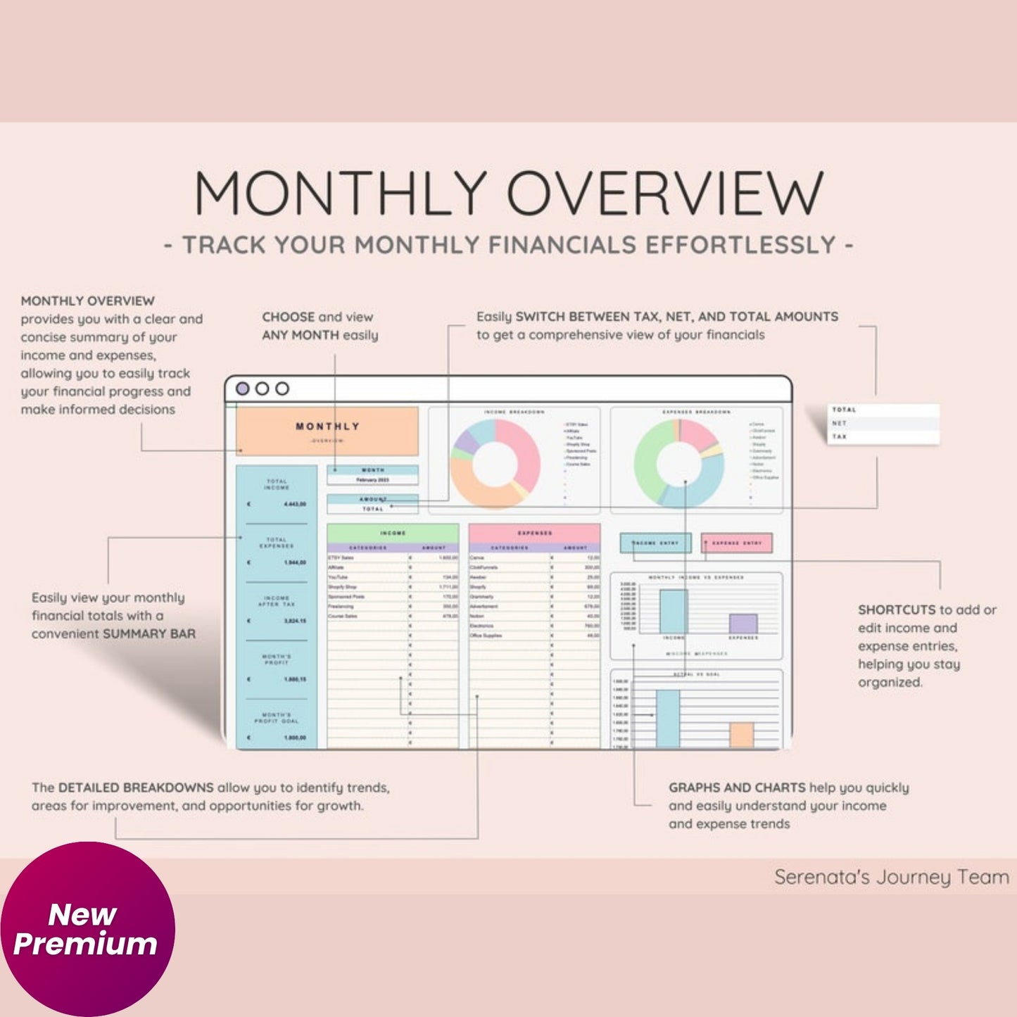Easy Bookkeeping Template for Small Business | Excel Bookkeeping Spreadsheet | Accounting Ledger | Tax & Profit Tracker