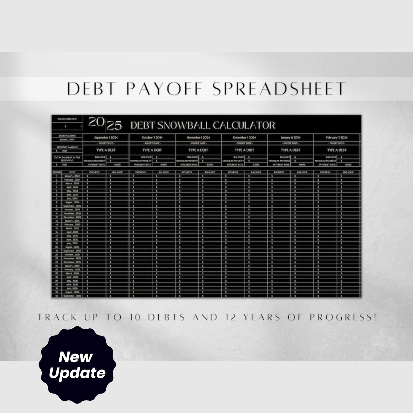 Debt Snowball Template | Debt Payoff Calculator Spreadsheet | Budget Excel | Personal Finance Planner | Debt Tracker Sheet
