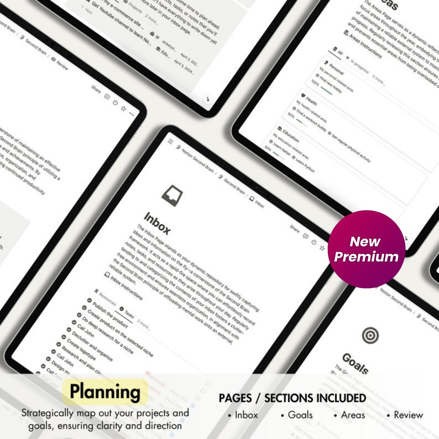 Second Brain Notion Planner – Boost Focus, Organize Your Life, and Manage Tasks with Ease