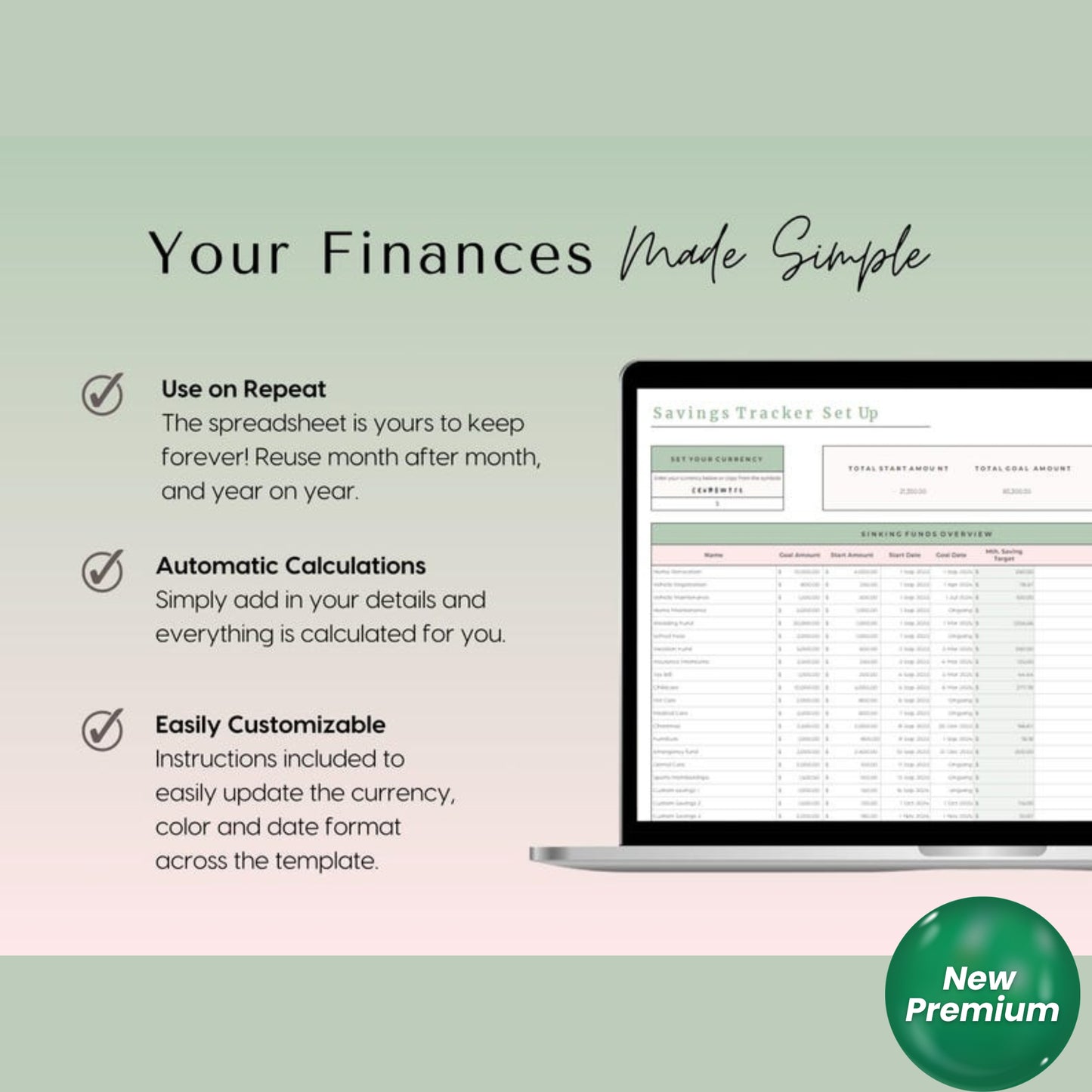 Savings Tracker Spreadsheet Excel & Google Sheets | Sinking Funds Tracker | Cash Savings Planner | Personal Finance Goal Tracker