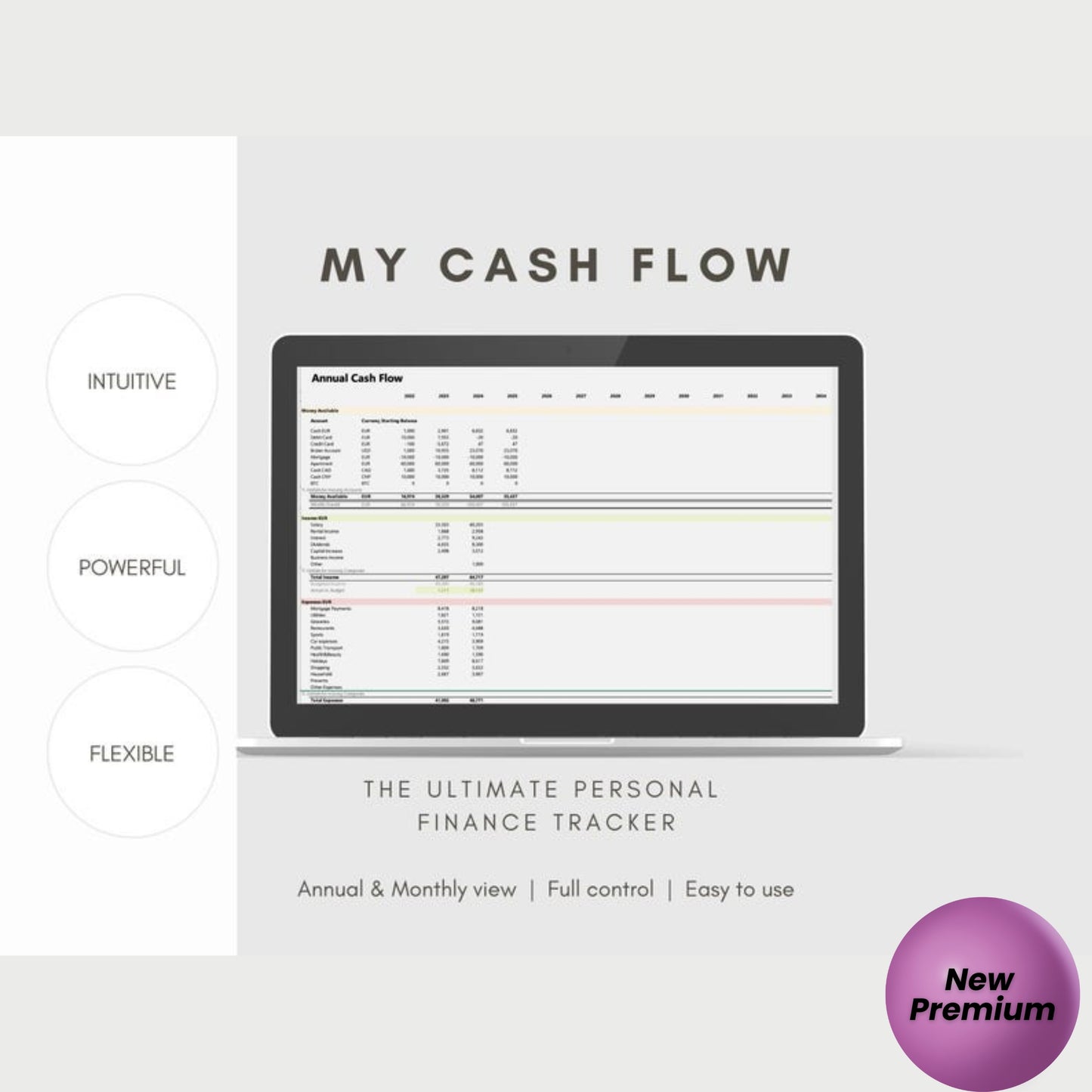 MY CASH FLOW | Excel + Google Sheets | Personal Finance Tracker | Monthly & Annual Budget Spreadsheet