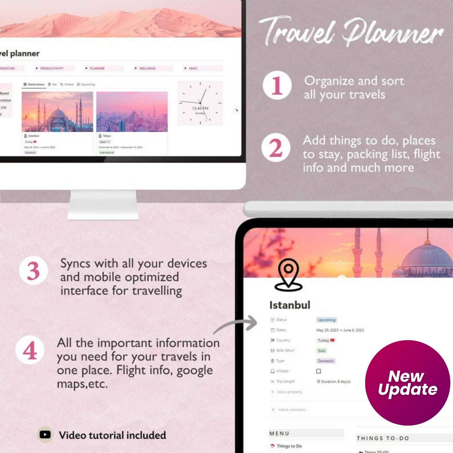 2025 Notion Life Planner – Pink All-in-One Notion Template | Girl Aesthetic Dashboard | Ultimate Digital Notion Planner