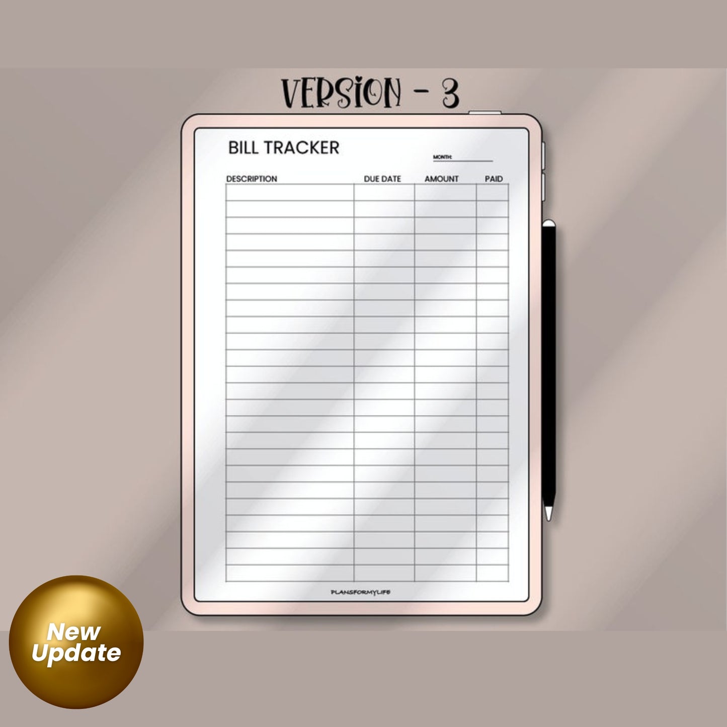Monthly Bill Tracker | Bill Payment Checklist | Bill Organizer PDF | Finance Planner for iPad & Tablet | Goodnotes & Notability Compatible | Instant Download
