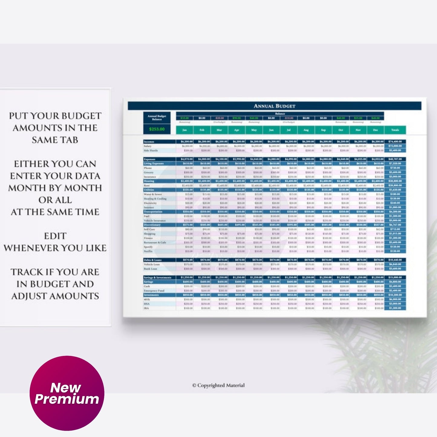 Monthly Budget Spreadsheet Plus | Google Sheets Budget Template | Personal Finance Tracker with Multi-Year Dashboard