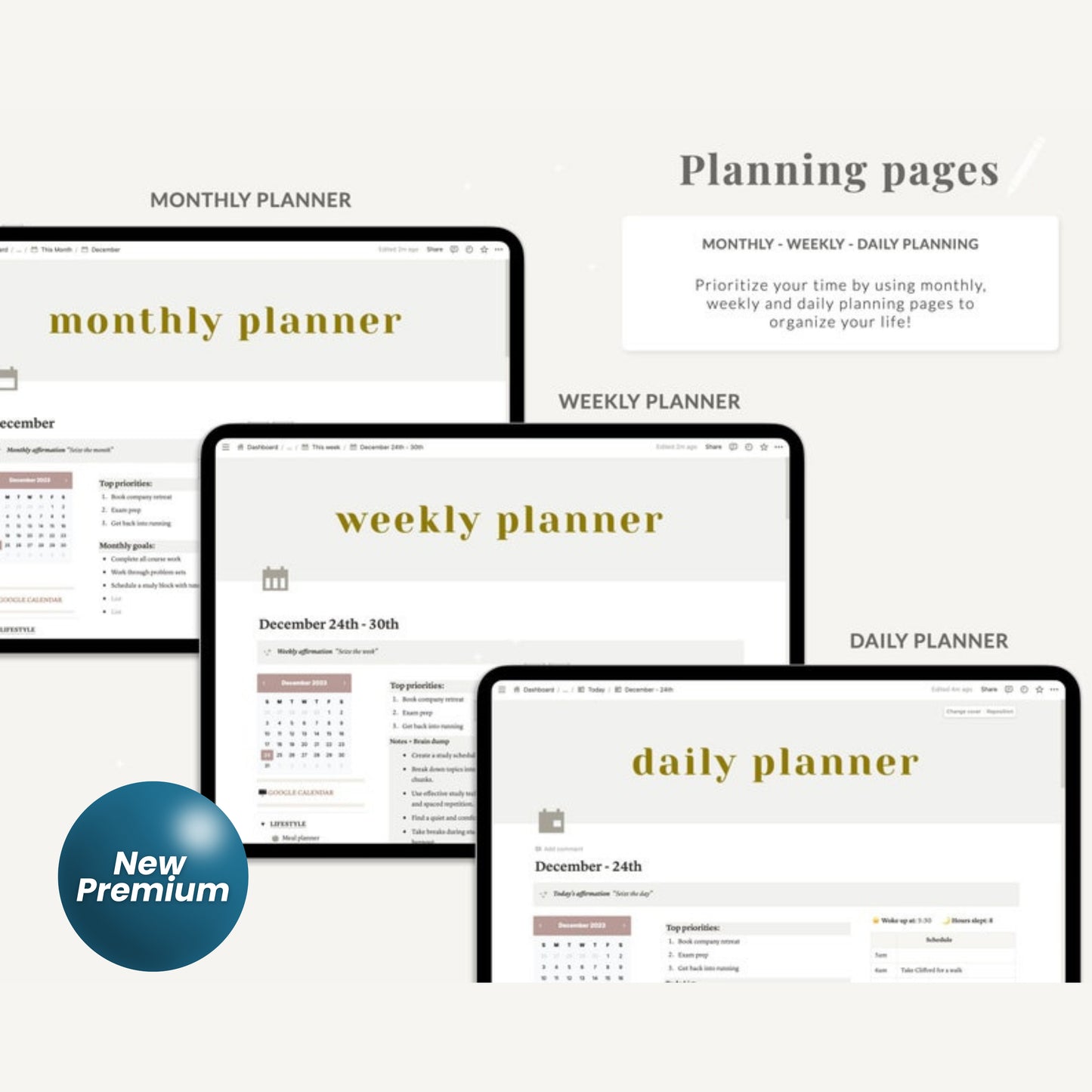 The Ultimate Notion Life Planner – Digital Notion Template with Light & Dark Themes, Aesthetic Dashboard, Daily Weekly Monthly Pages