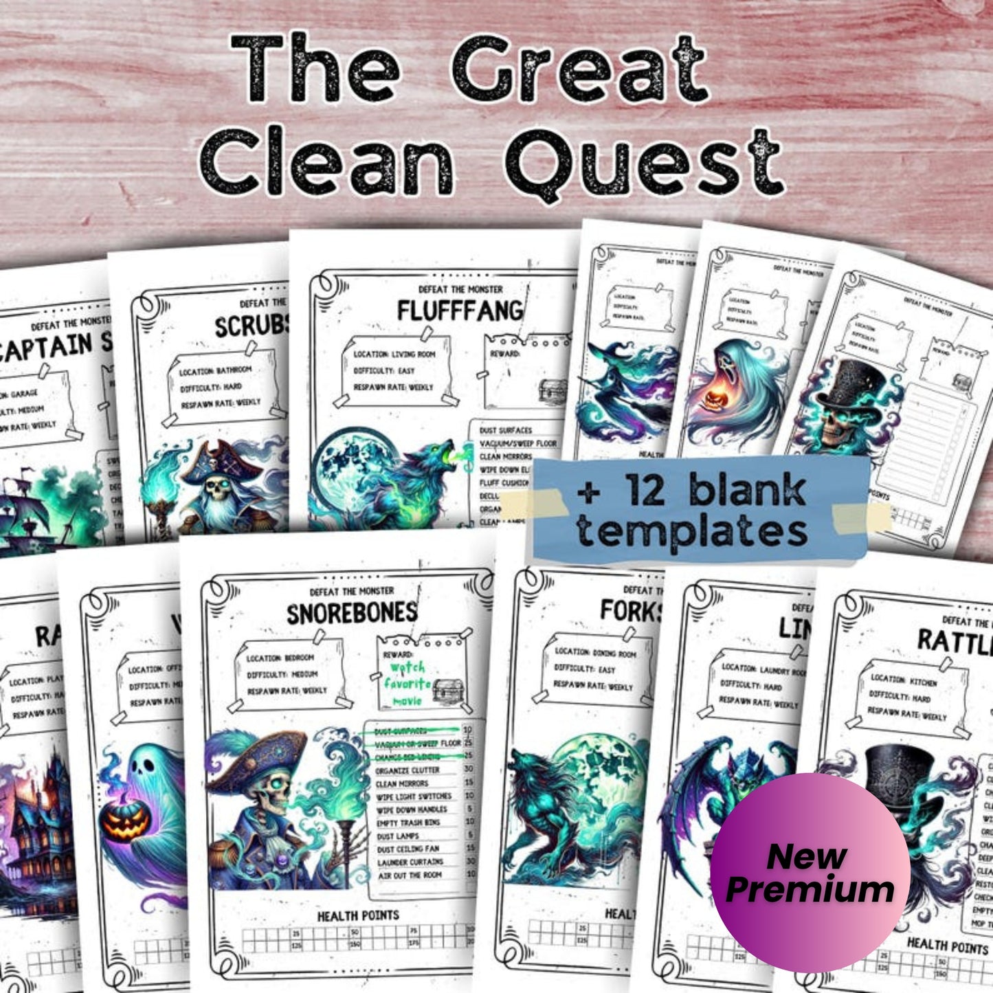 Supernatural Cleaning Challenge Game Printable | Gamified Task Tracker for ADHD and Neurodivergent People | PDF Download