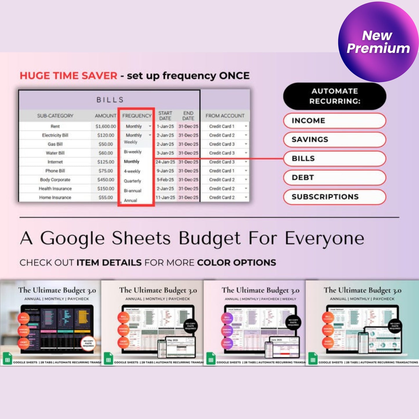 Ultimate Annual Budget Spreadsheet for Google Sheets | Family Budget Planner | Monthly Budget | Bill, Savings & Debt Tracker