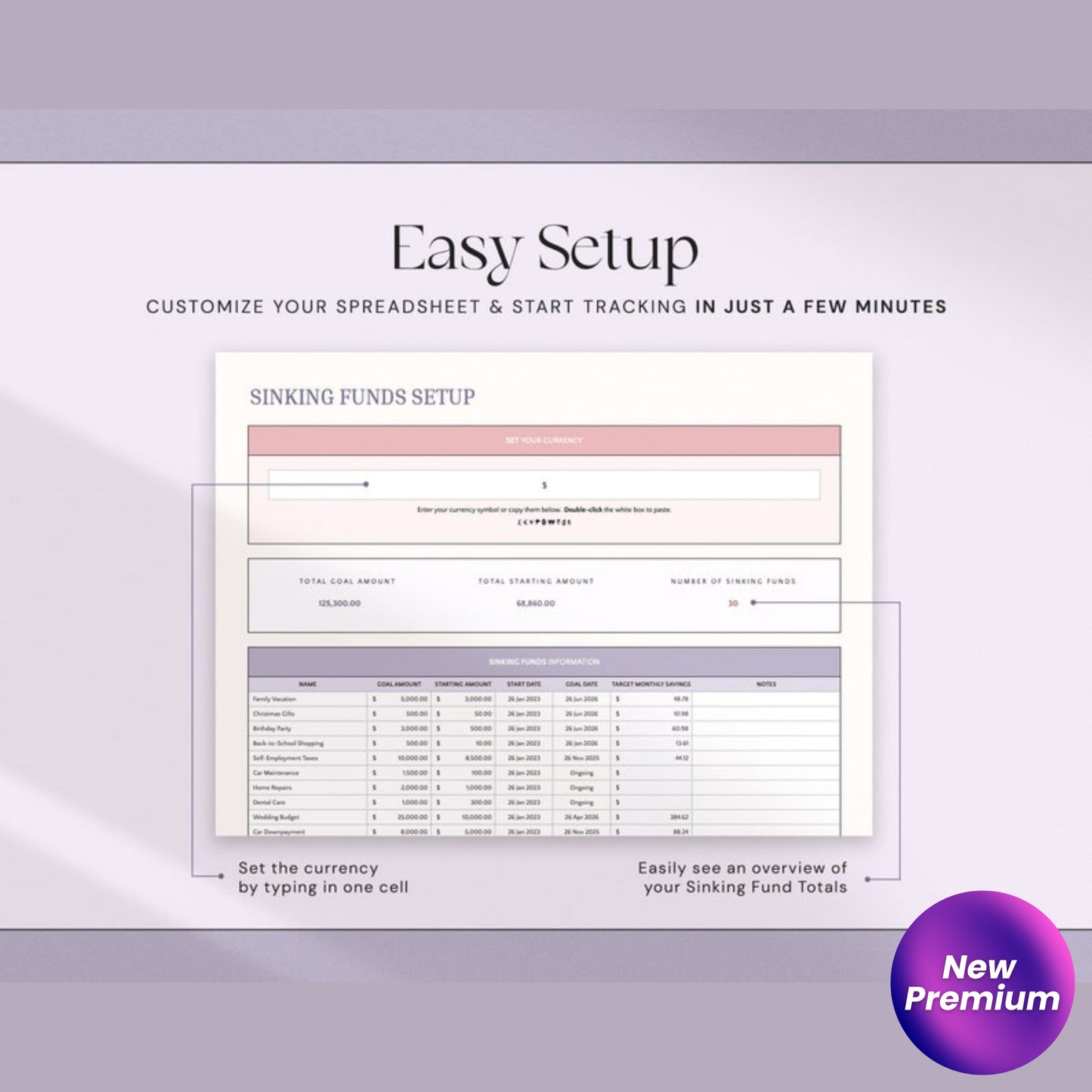 Sinking Funds Tracker Spreadsheet – Excel & Google Sheets Savings Template | Personal Finance Budget Planner