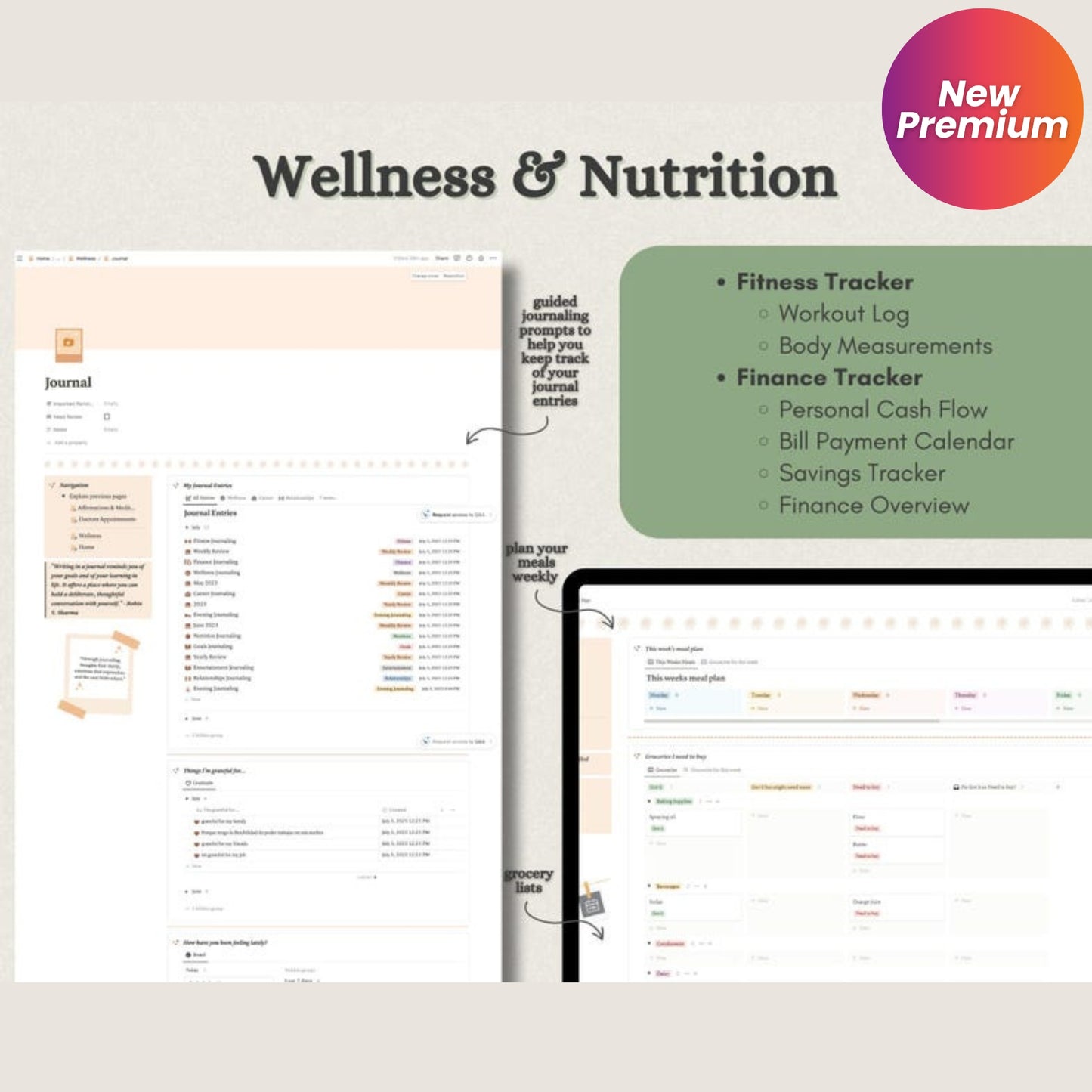 Notion Life Planner Template | Personal Dashboard, Task Manager, Project & Goal Tracker, Meal Plan & Finance Organizer