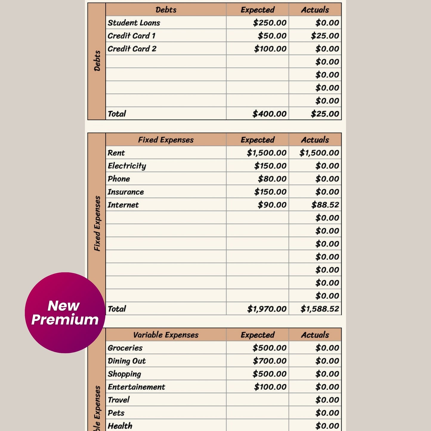 Digital Monthly Budget Template with Savings Tracker and Calendar (Google Sheets)