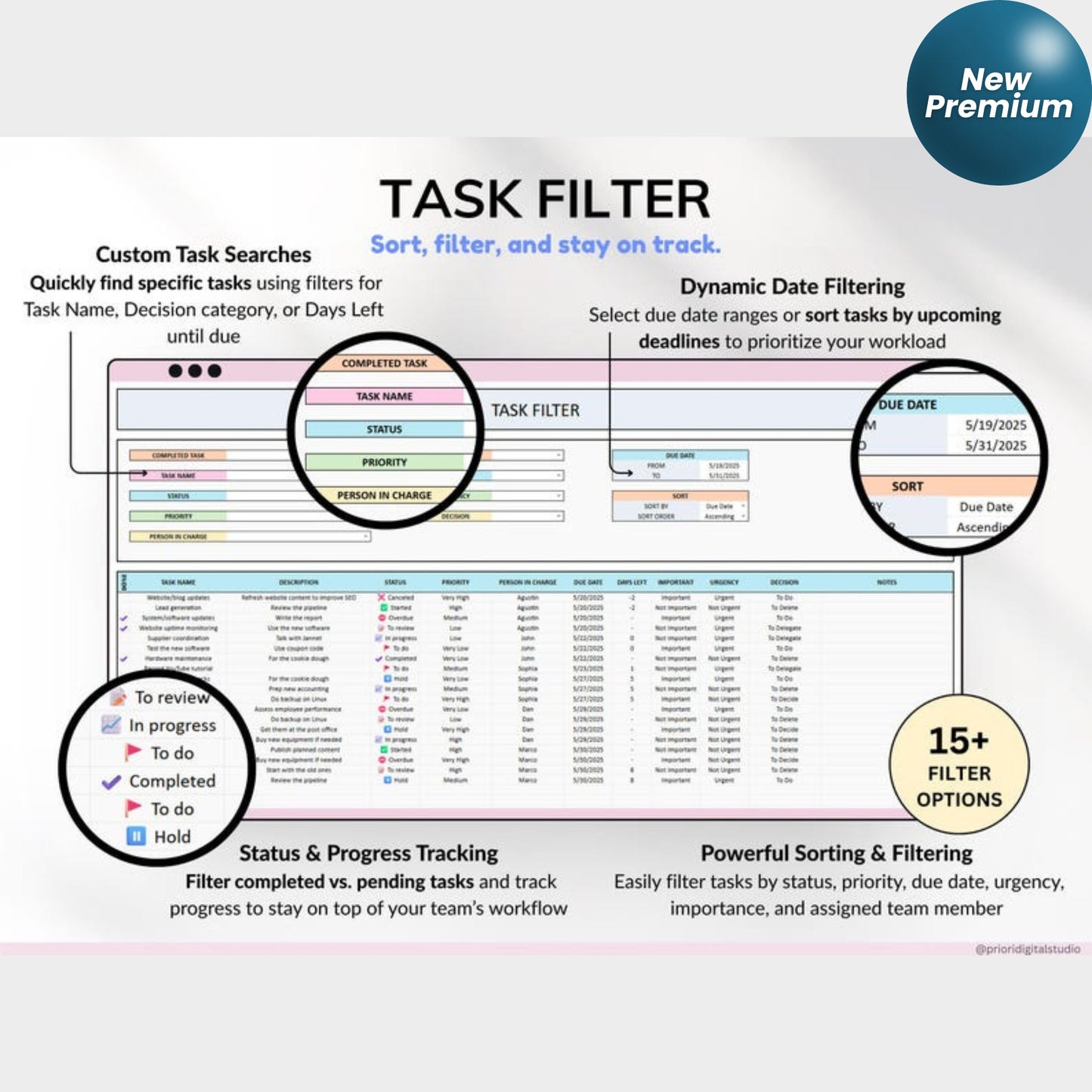 Decision Matrix Task Tracker – Google Sheets & Excel | Eisenhower Matrix To-Do List | ADHD Productivity Planner | Work Priority Project Organizer