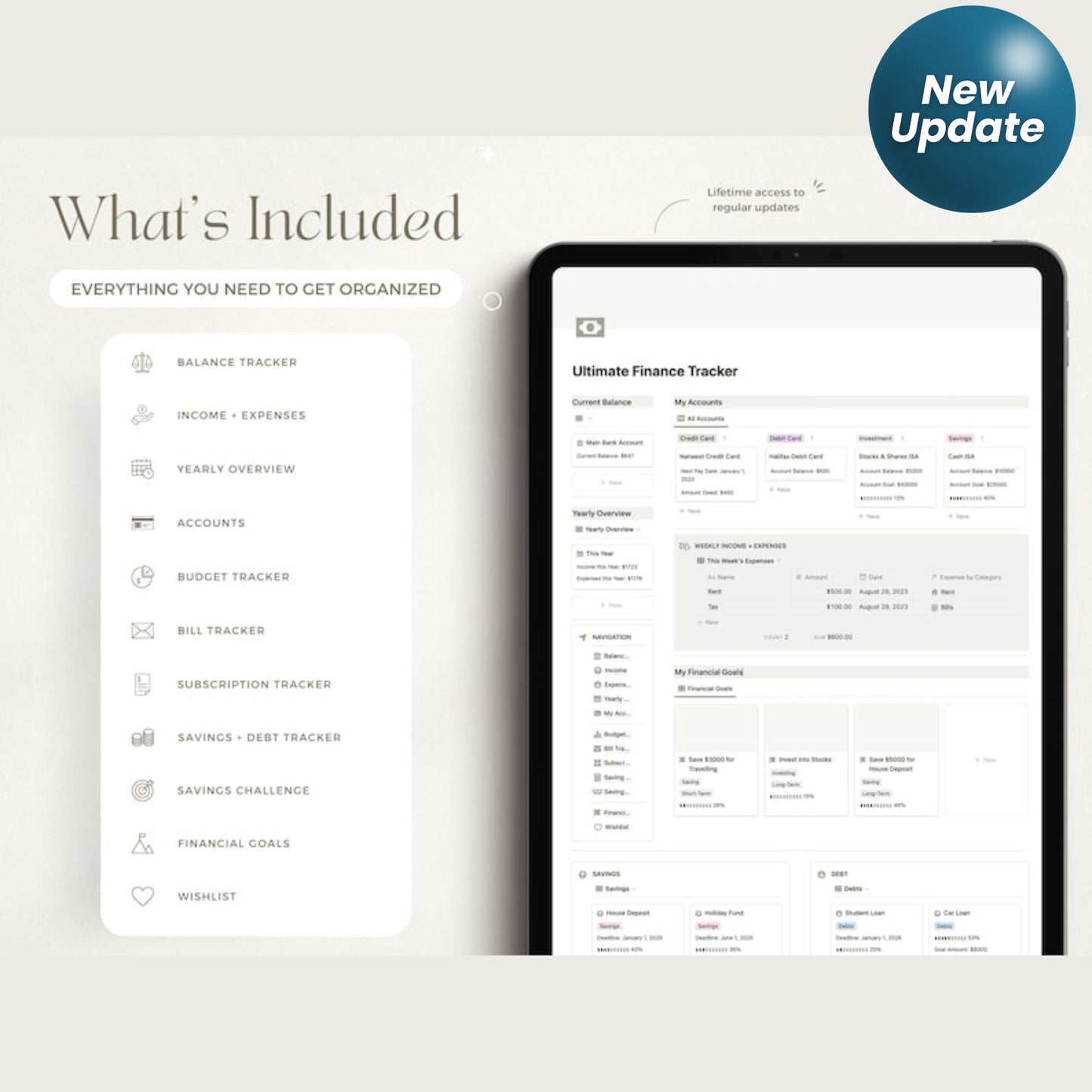 Notion Finance Template | Monthly Budget & Paycheck Planner | Minimal Notion Dashboard