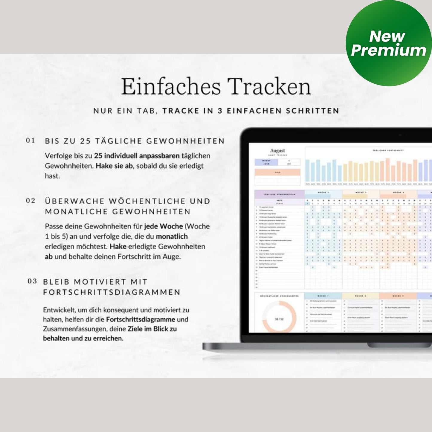 Habit Tracker iPad – GERMAN | Apple Numbers Spreadsheet | Digital Goal & Routine Planner for iOS & Mac