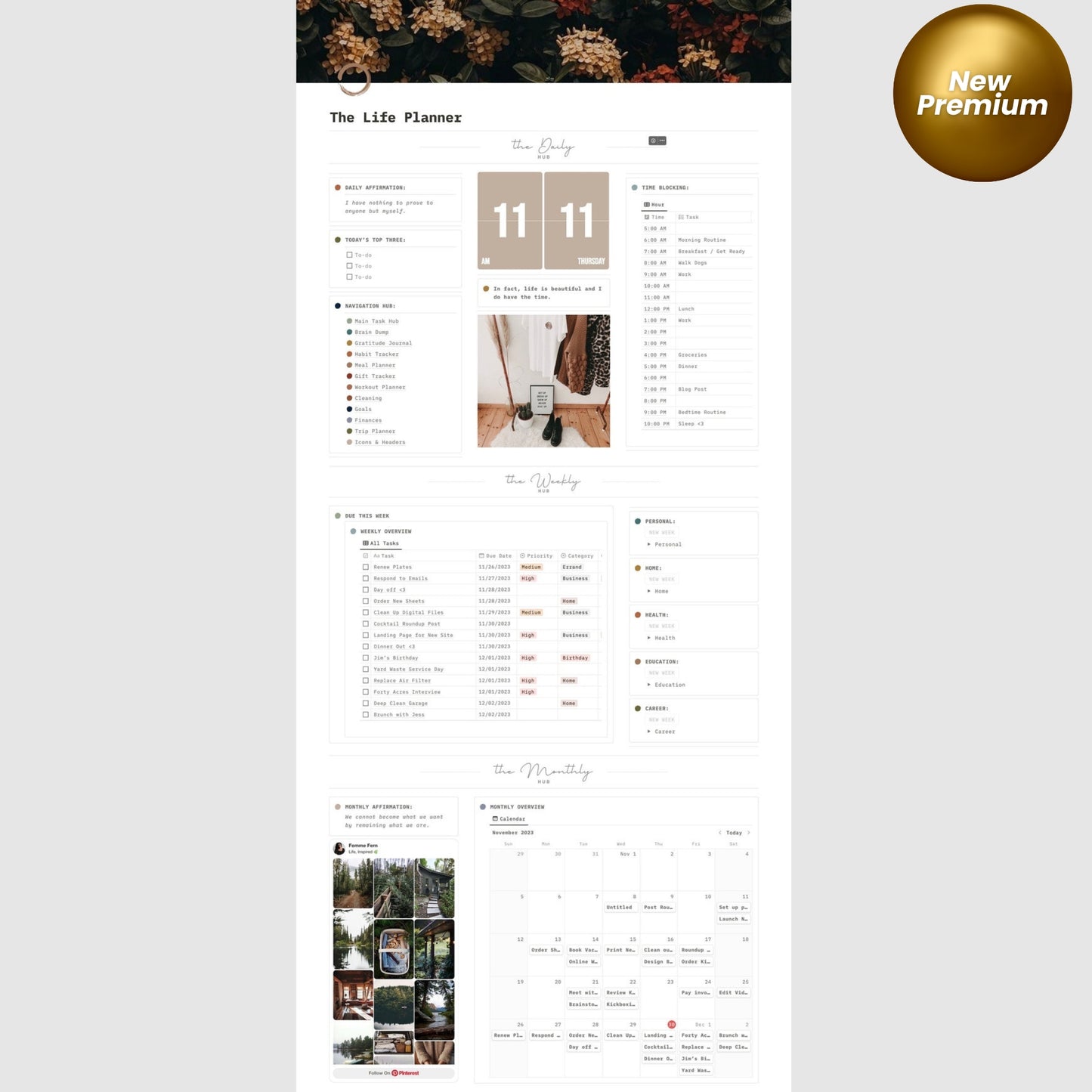 Minimal Aesthetic Notion Planner | Budget Tracker, ADHD Habit Tracker, Cute Notion Dashboard | Personal Finance, Meal & Life Organizer