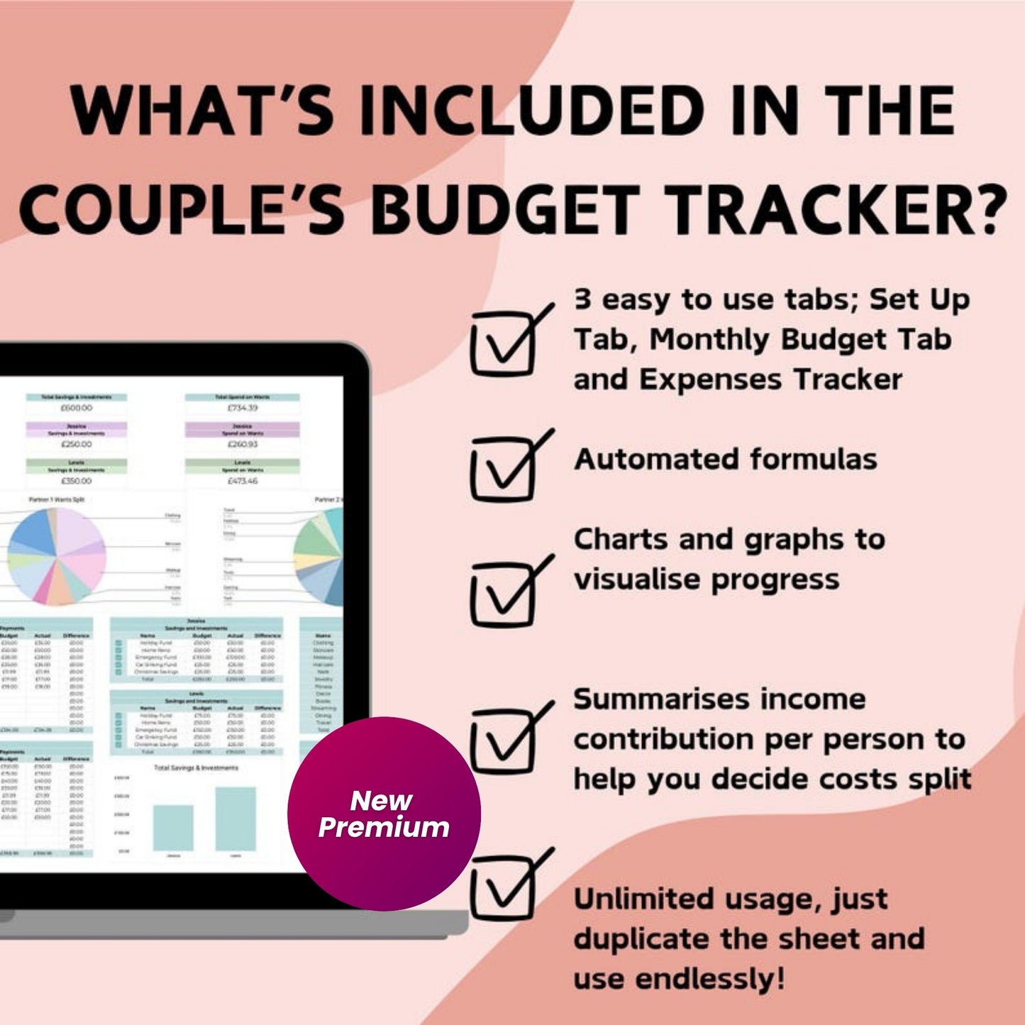 Couple's Monthly Budget Planner | Google Sheets Finance Spreadsheet | 2025 Budget Template | Expense, Bill, Debt & Income Tracker