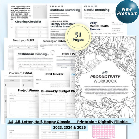 2025 Daily Productivity Planner | Printable & Digital PDF | Goal Setter, Finance Tracker, Life Organizer, ADHD-Friendly Schedule