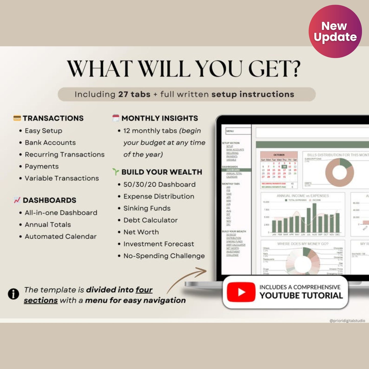 Ultimate Annual Budget Spreadsheet | Excel & Google Sheets | Monthly Budget Tracker, Bill & Debt Tracker, Financial Planner