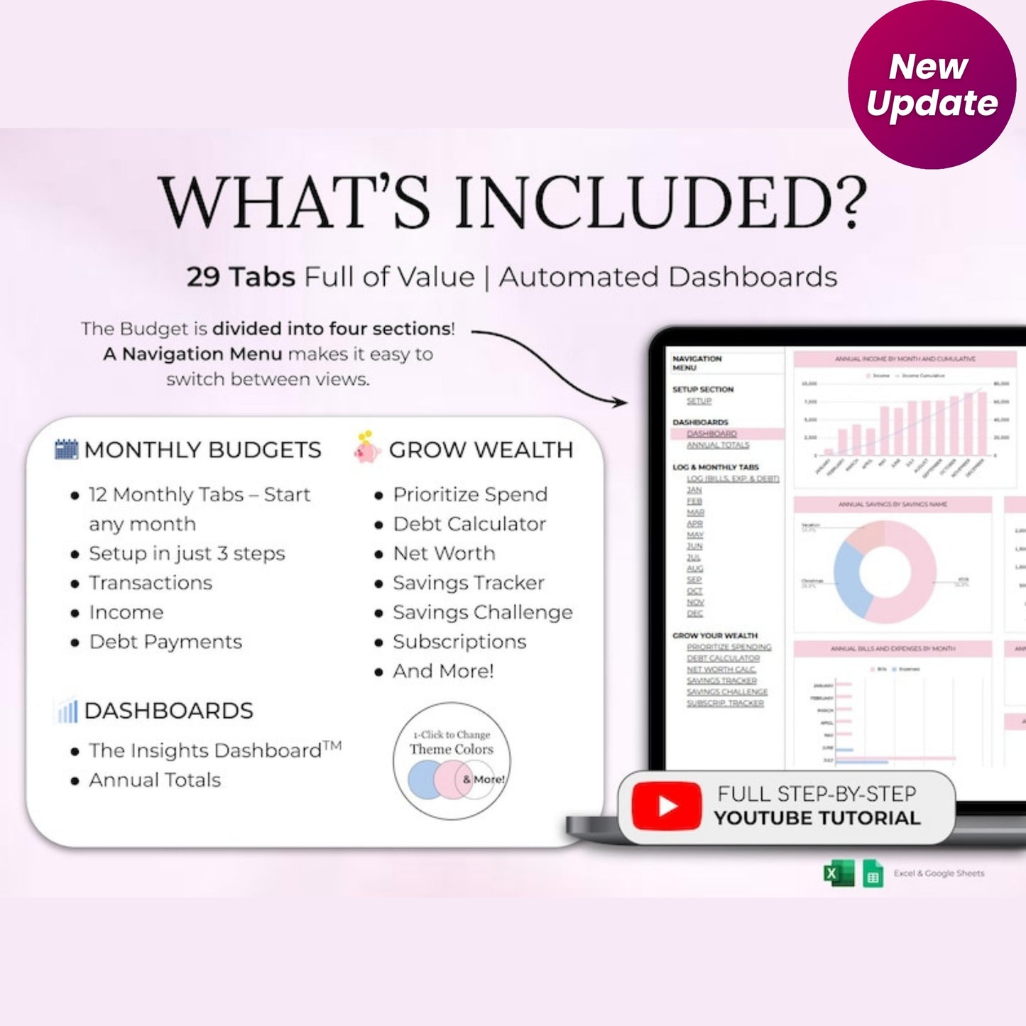 Ultimate Annual Budget Spreadsheet | Excel & Google Sheets Template | Monthly Budget, Debt & Savings Tracker