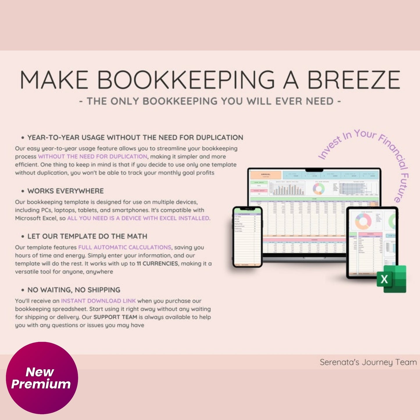 Easy Bookkeeping Template for Small Business | Excel Bookkeeping Spreadsheet | Accounting Ledger | Tax & Profit Tracker