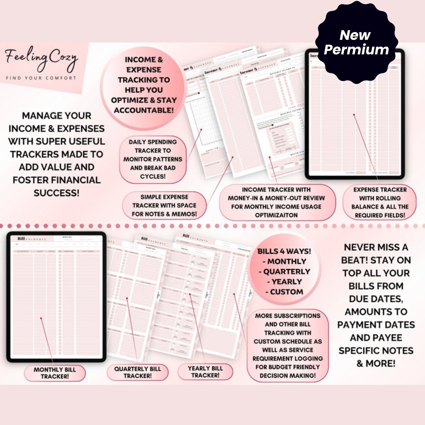 Digital Budget Planner | Biweekly, Paycheck & Monthly Budget Template for GoodNotes | Financial Planner for iPad | 330+ Pages PDF