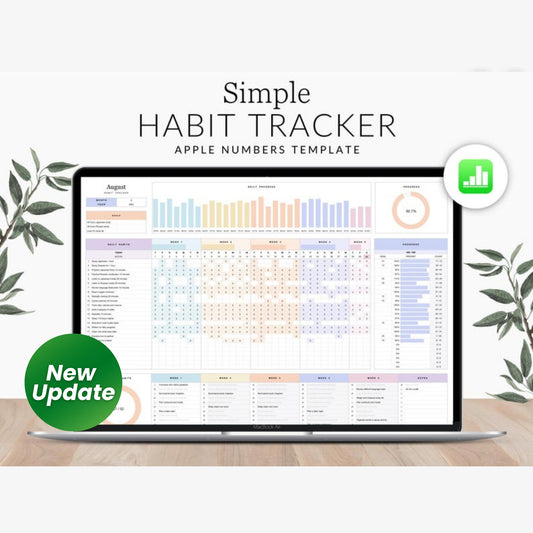Habit Tracker iPad Daily Weekly Monthly – Apple Numbers Spreadsheet | Goal Planner Digital | Routine & Task Management for Mac & iOS